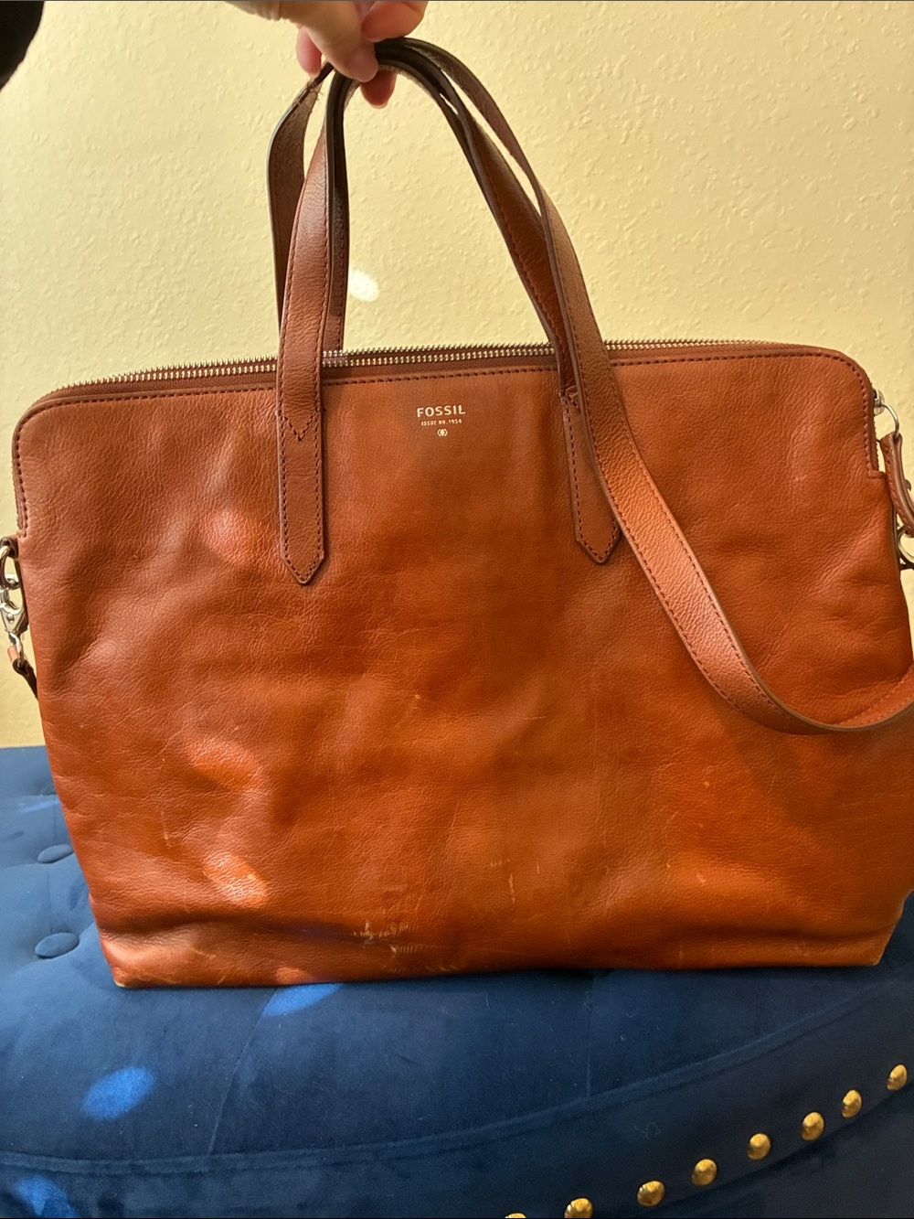 Fossil Cognac Leather Laptop Bag